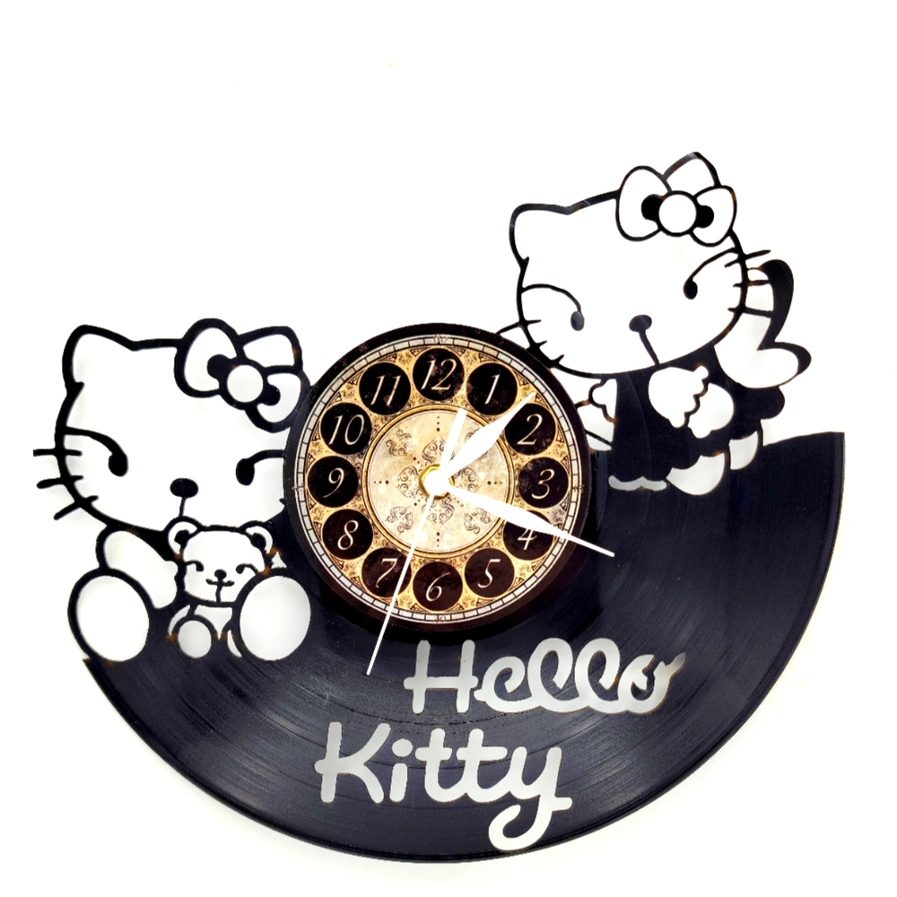 HELLO KITTY vinyl record clock
